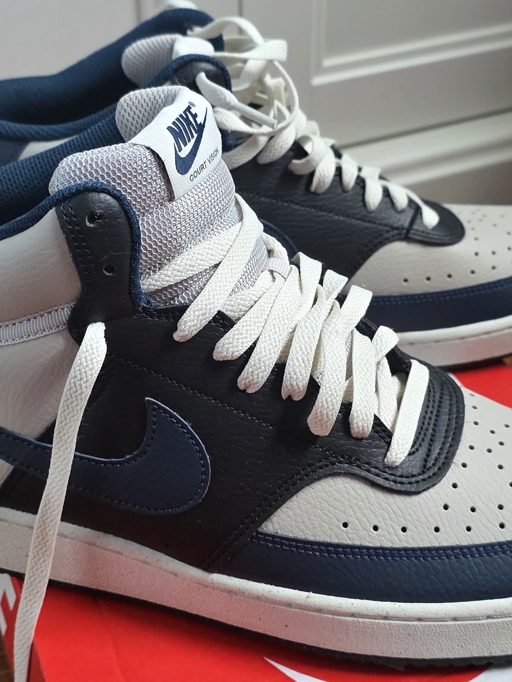 Nike Men’s High-Top Sneakers in Navy and White